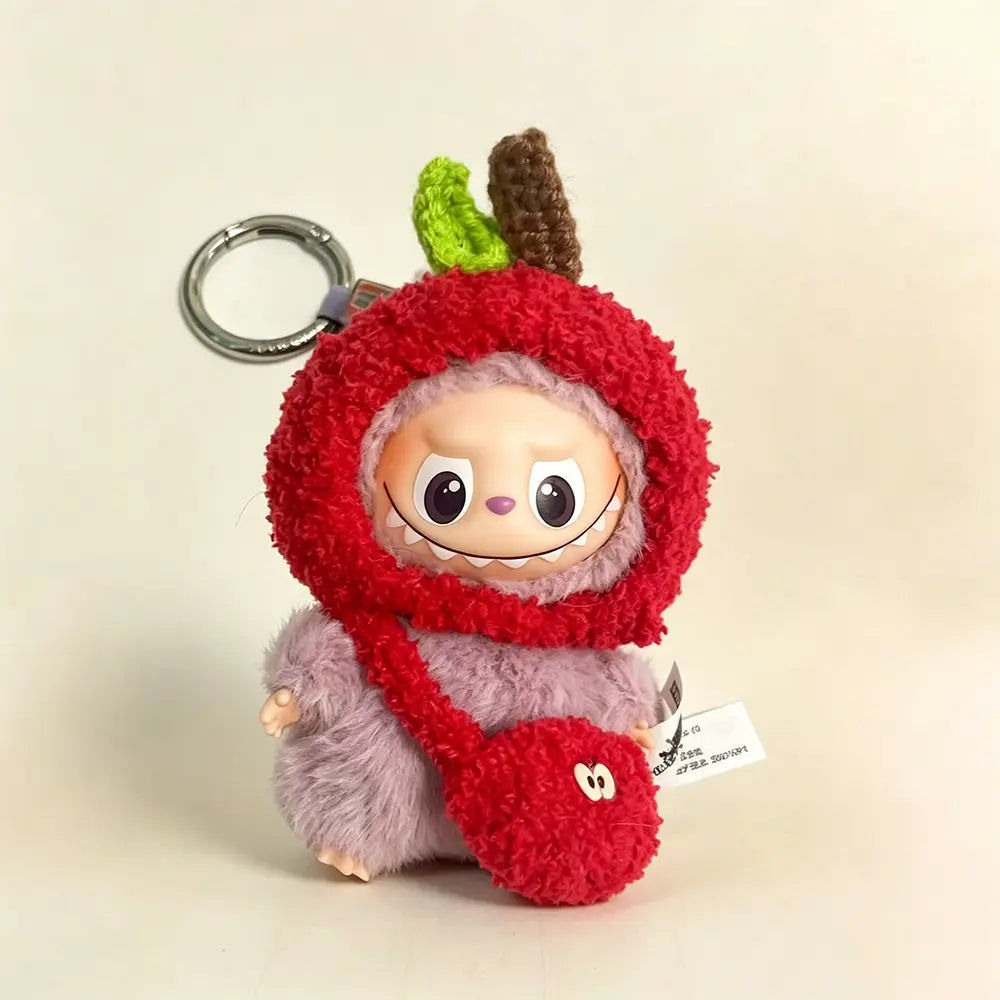Classic Red Apple Knit Hat & Bib Set for Labubu V4 10cm - main product card | KikiBuddies