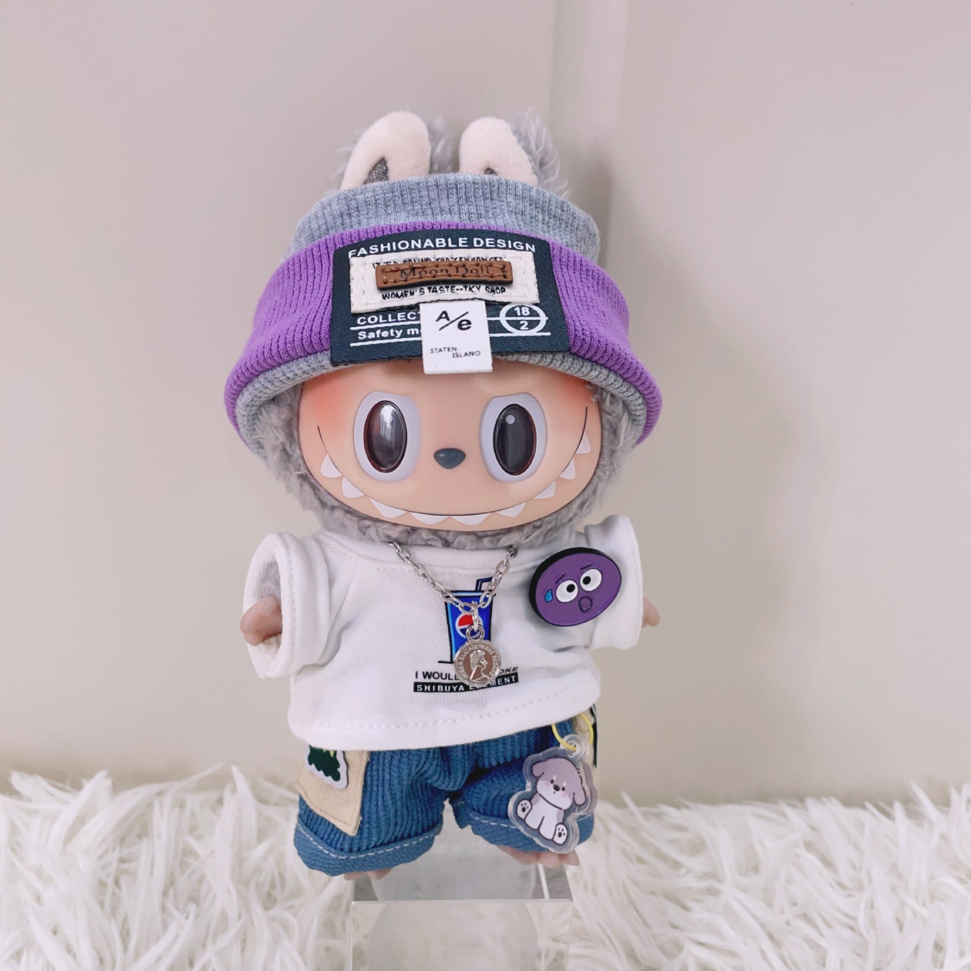 Cola Street Cool Outfit Set for Labubu 17cm - front view | KikiBuddies