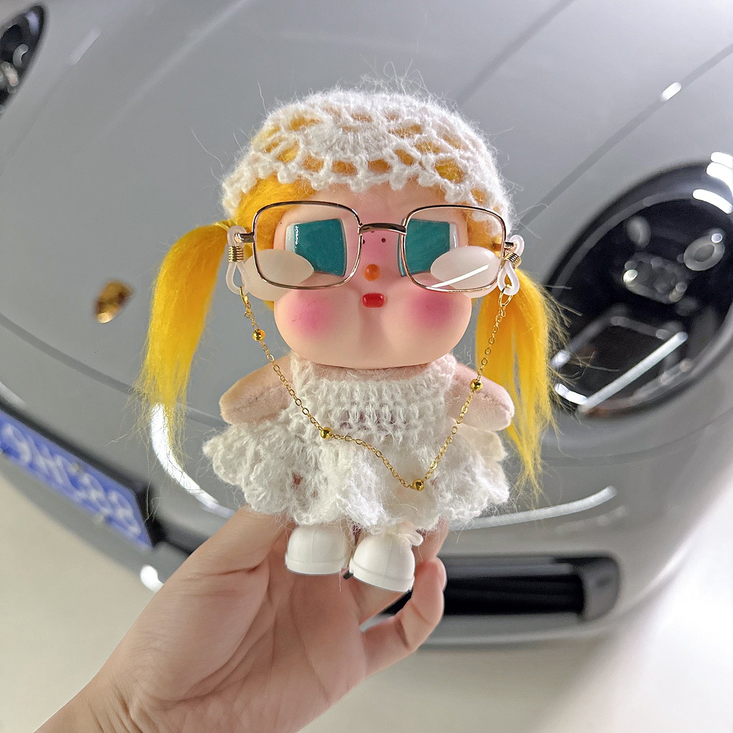 Crochet Vintage 4-Piece Set for Crybaby 10cm - front view | KikiBuddies