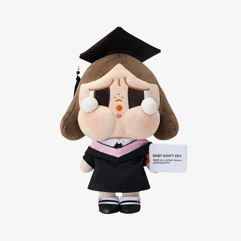 CRYBABY Sunset Concert Series-Plush Doll complete front view with graduation outfit and diploma
