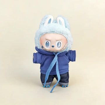 Custom Outfit For Labubu: Hoodie & Joggers Set Series - Dark Blue doll outfit main product card | KikiBuddies
