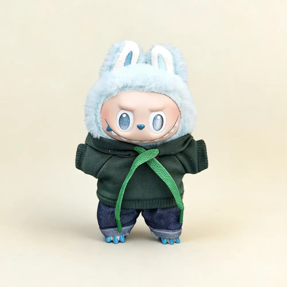 Custom Outfit For Labubu: Hoodie & Joggers Set Series - Dark Green doll outfit detail view 7 | KikiBuddies