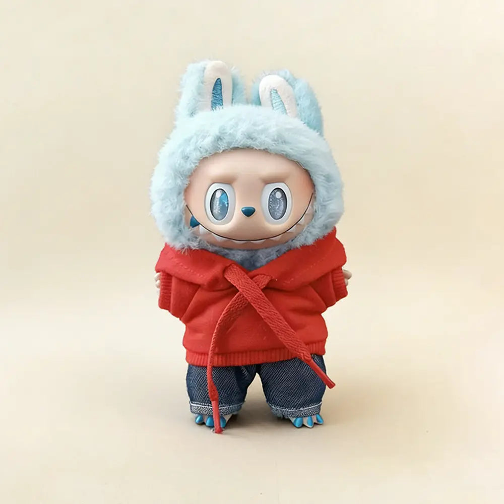 Custom Outfit For Labubu: Hoodie & Joggers Set Series - Red doll outfit detail view 9 | KikiBuddies