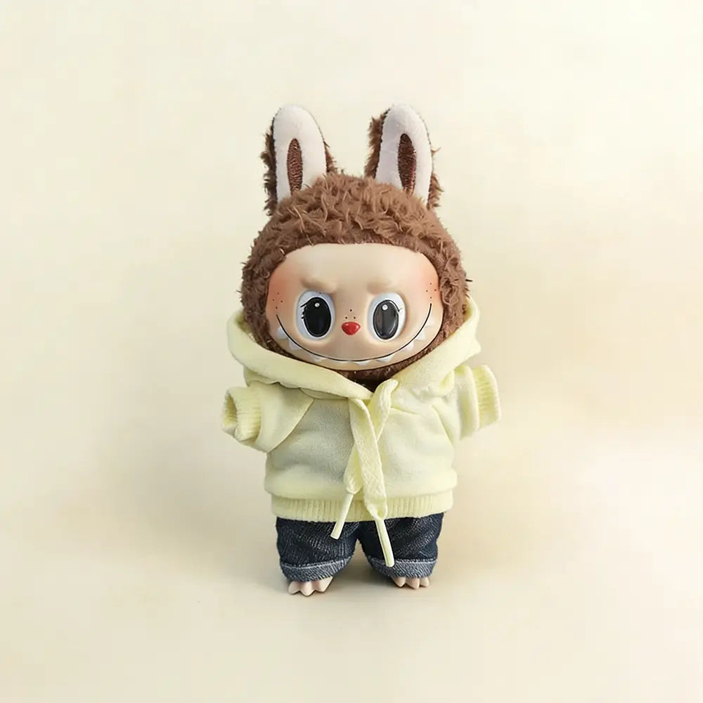 Custom Outfit For Labubu: Hoodie & Joggers Set Series - Yellow doll outfit detail view 5 | KikiBuddies
