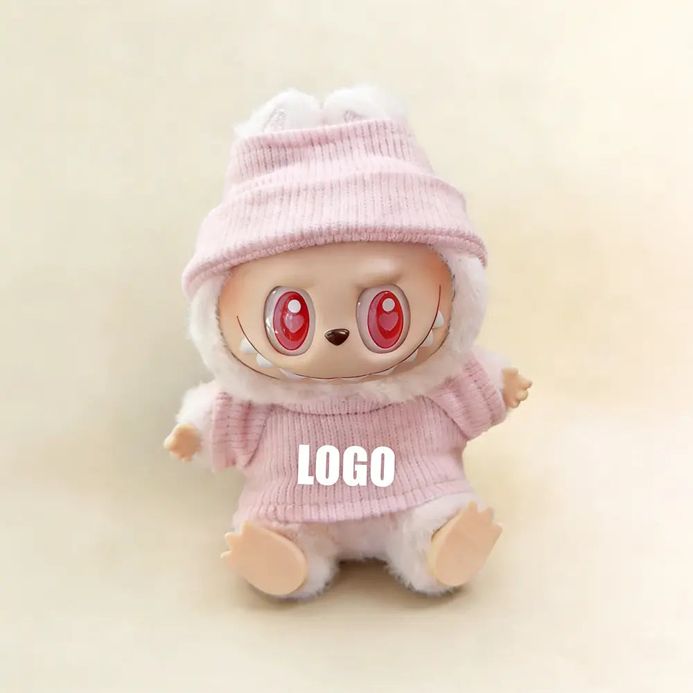 Custom Outfit For Labubu — Personalised Styling, 17cm - Pink doll outfit detail view | KikiBuddies