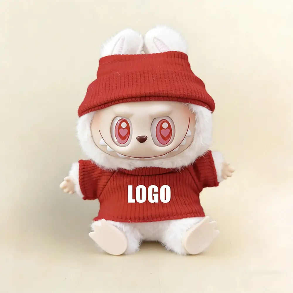 Custom Outfit For Labubu — Personalised Styling, 17cm - Red doll outfit detail view 7 | KikiBuddies