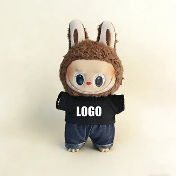 Custom Outfit For Labubu: T-Shirt & Joggers Set Series - Black doll outfit main product card | KikiBuddies