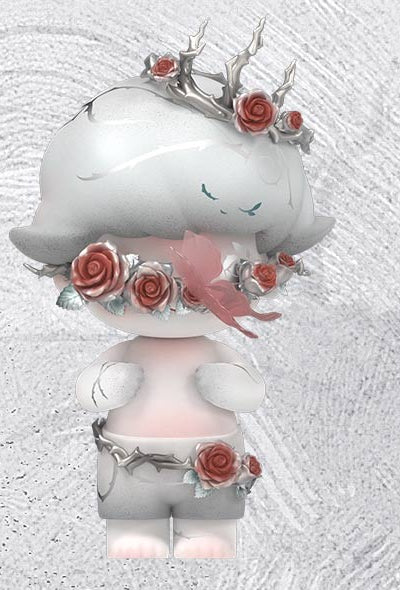 DIMOO 400% Thorns front view wearing the removable magnetic eye mask and crown