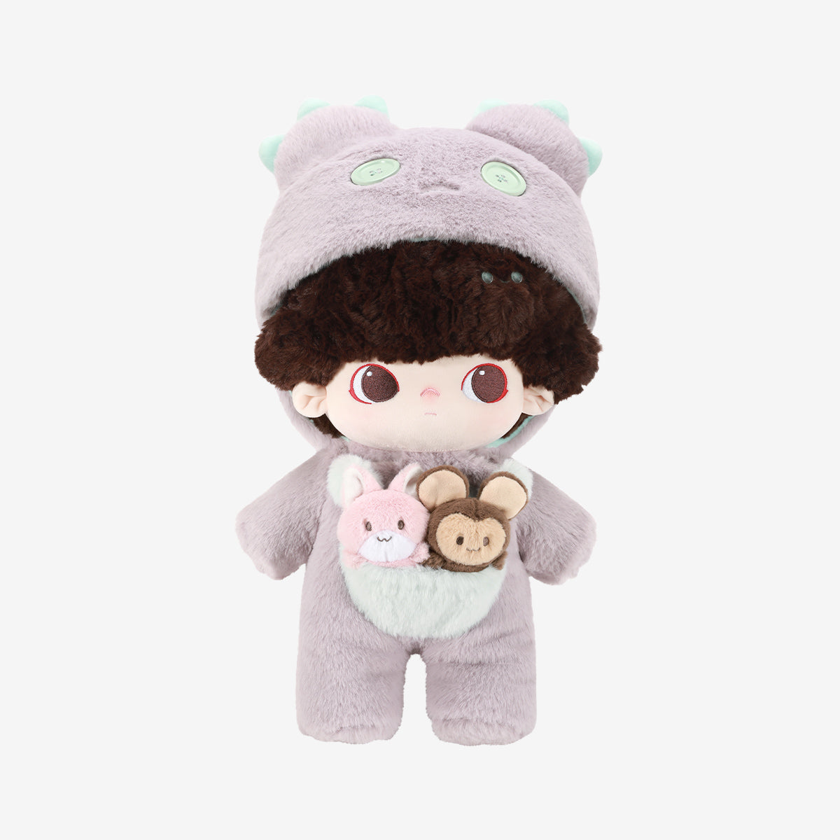 DIMOO Dating purple plush doll, front view of the fixed single design