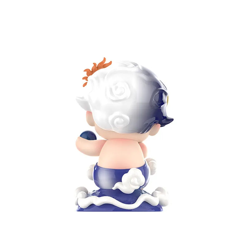 DIMOO Earth Day Figure — back view showing two-tone hair and sculpted blue base