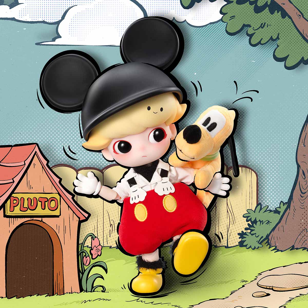 DIMOO Mickey 1/8 Action Figure - Pluto plush carried on DIMOO's back