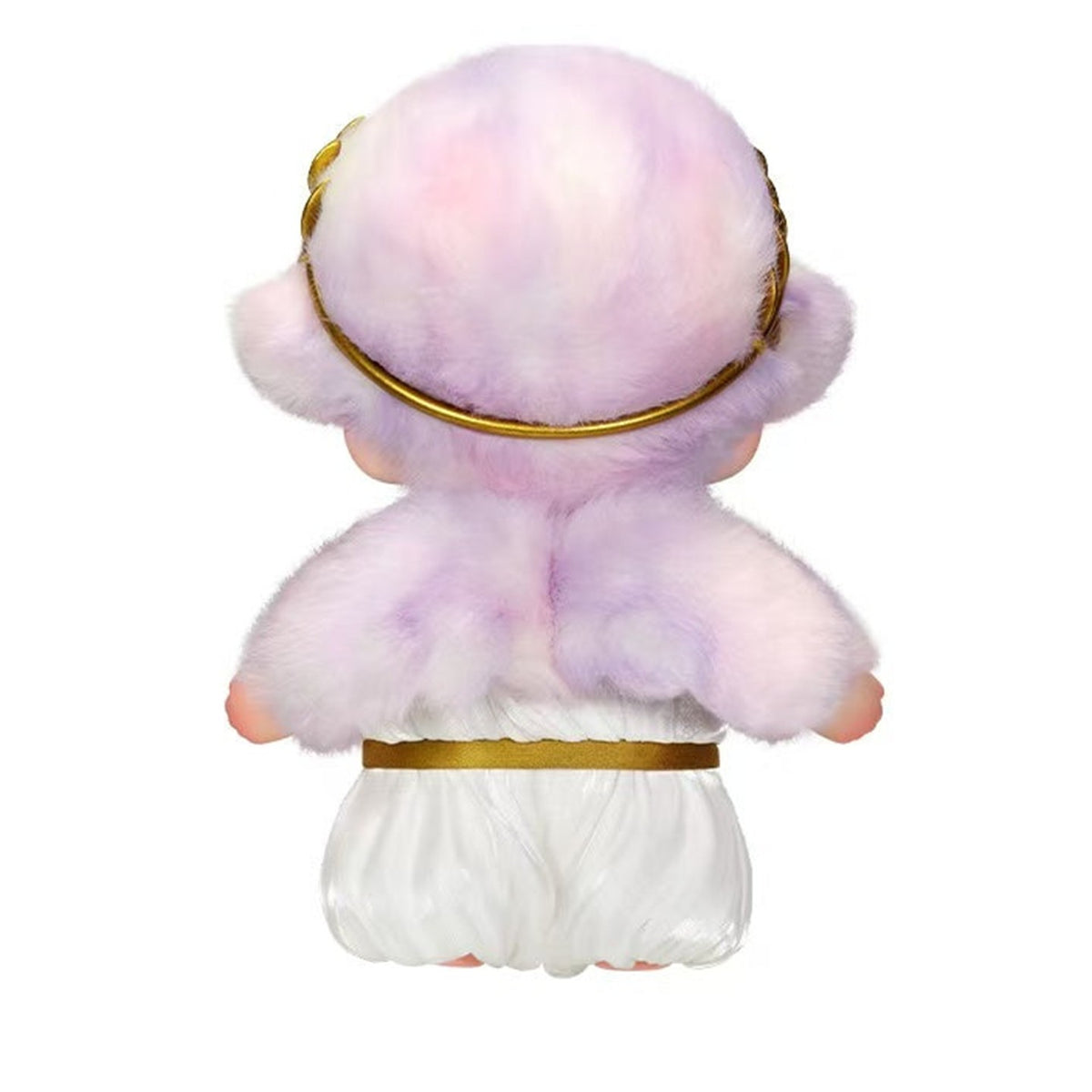 DIMOO Rondo of Dreams plush pendant — rear view of the lavender plush, gold headband and white outfit
