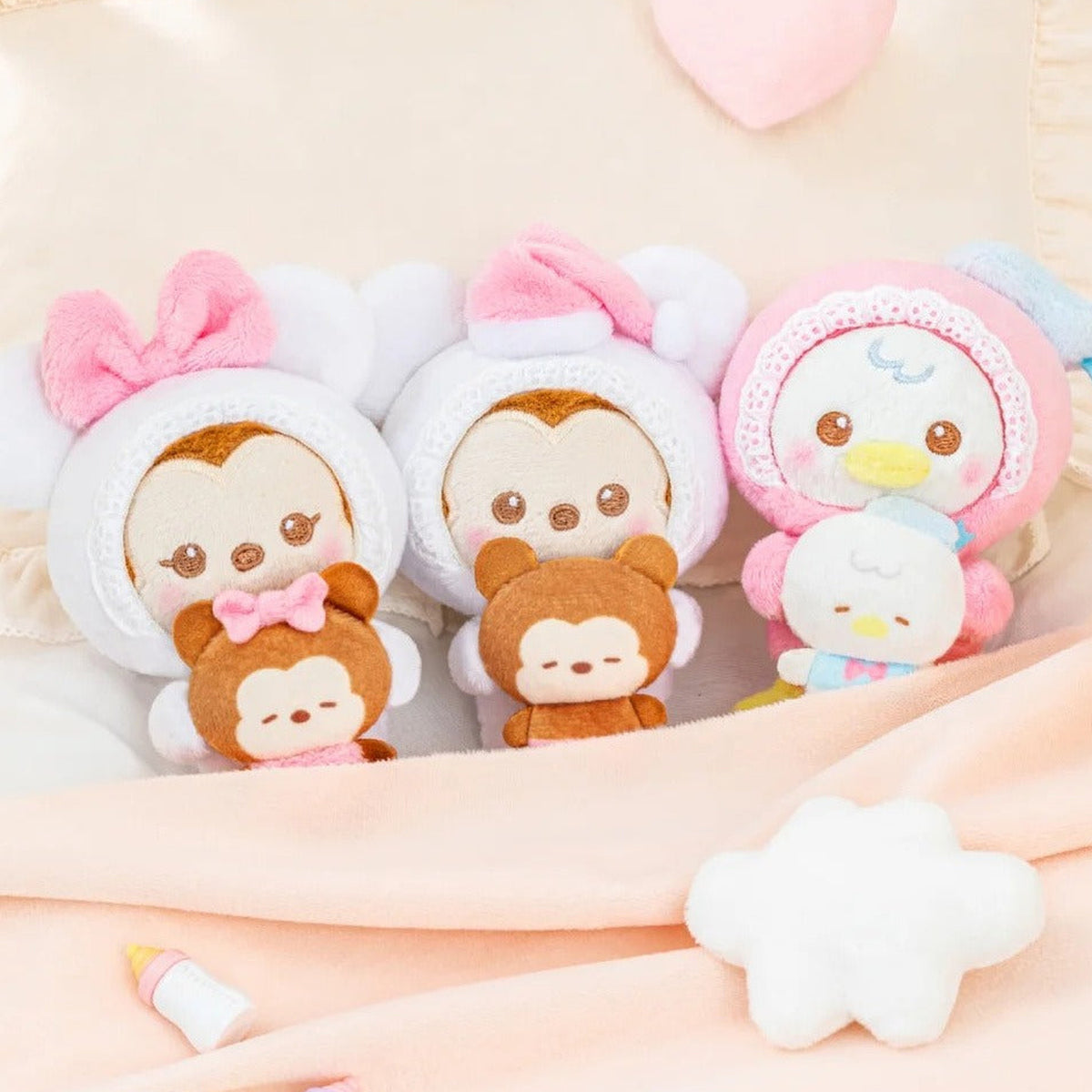Disney Baby Dreams Series Plush Pendant Blind Box - White and pink hood design detail; random design not guaranteed