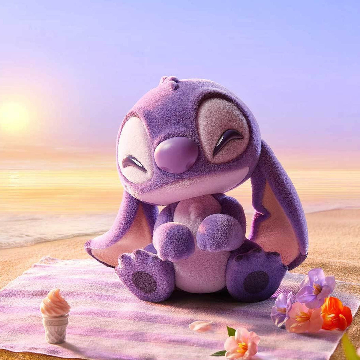 Disney Stitch Little Emotions blind box series - Act Spoiled purple design example seated by the sea