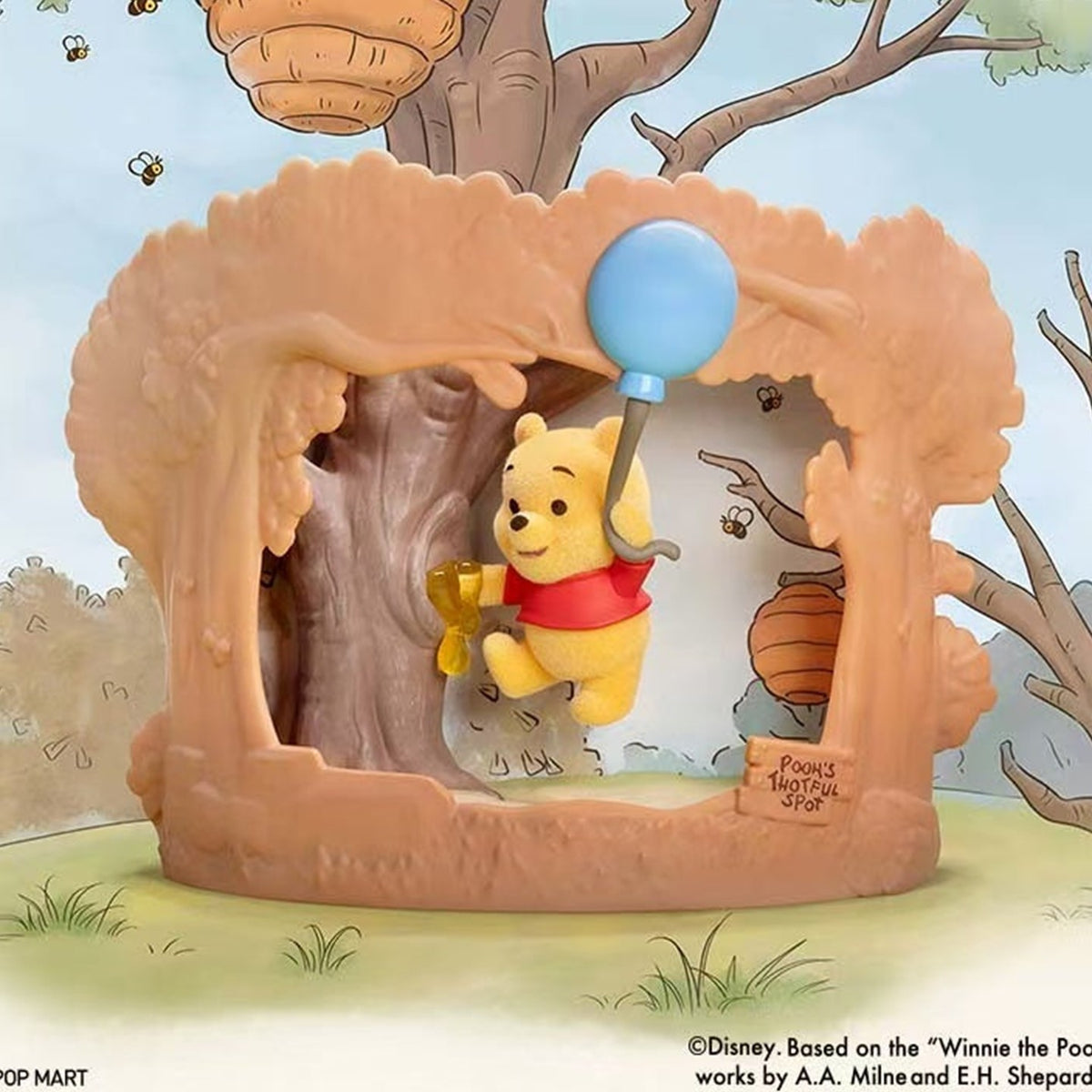 Disney Winnie-the-Pooh Treehouse Theatre blind box series - Pooh with a blue balloon in a treehouse design example