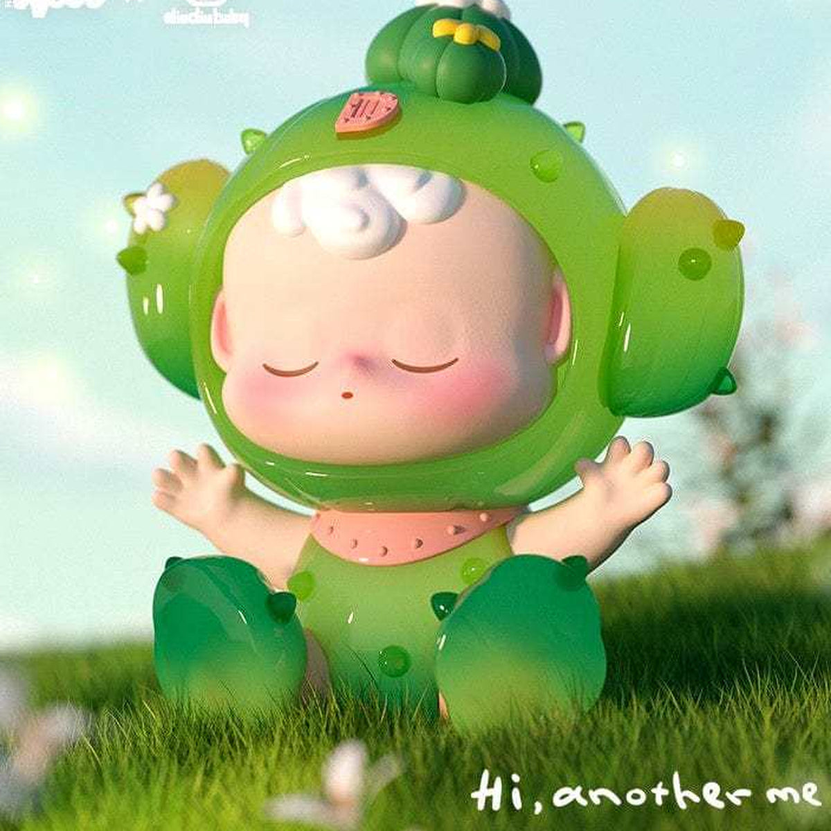 Diudiu Baby Hello Childhood Series Blind Box - Complete seated green-outfit figure example; random design not guaranteed