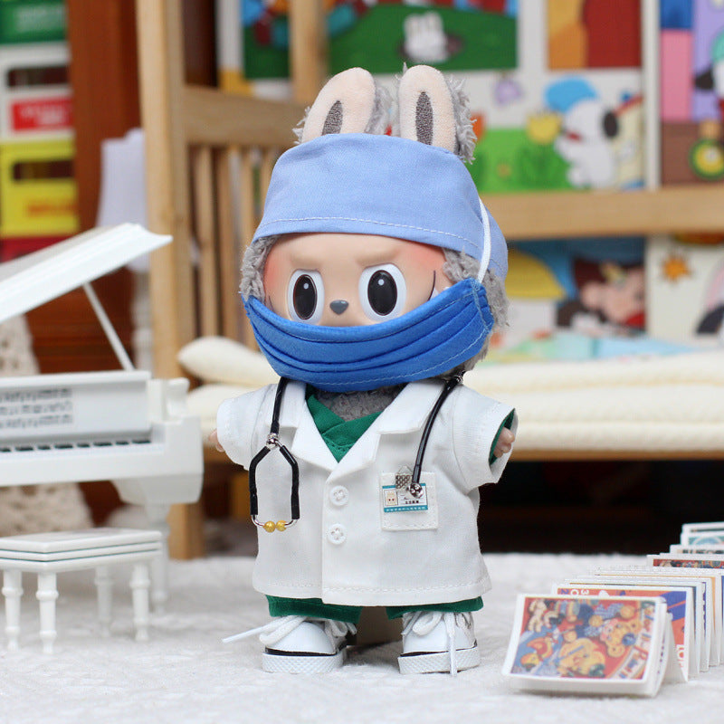 Doctor & Nurse Roleplay Outfit Set for Labubu 17cm — Medical Costume with Accessories - Nurse (3-Piece) doll outfit detail view | KikiBuddies
