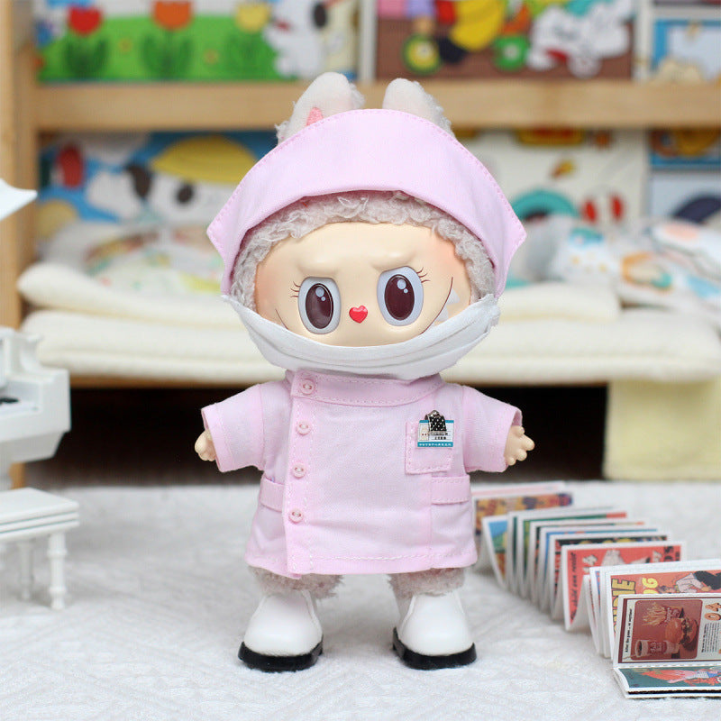 Doctor & Nurse Roleplay Outfit Set for Labubu 17cm — Medical Costume with Accessories - Nurse (3-Piece) doll outfit lifestyle scene | KikiBuddies
