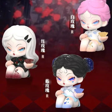 DODO NAMI Garden Of Eden Series Mini Blind Box - Three rose outfit figure examples with upper pink hair cropped; random design not guaranteed