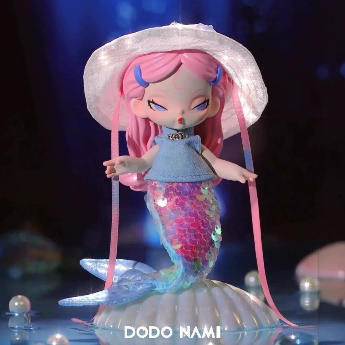 DODO NAMI Midnight Disco Series Pendant Figures, Blind Box - Complete pink-haired mermaid pendant figure with hat, tail and base; display props not included; random design not guaranteed