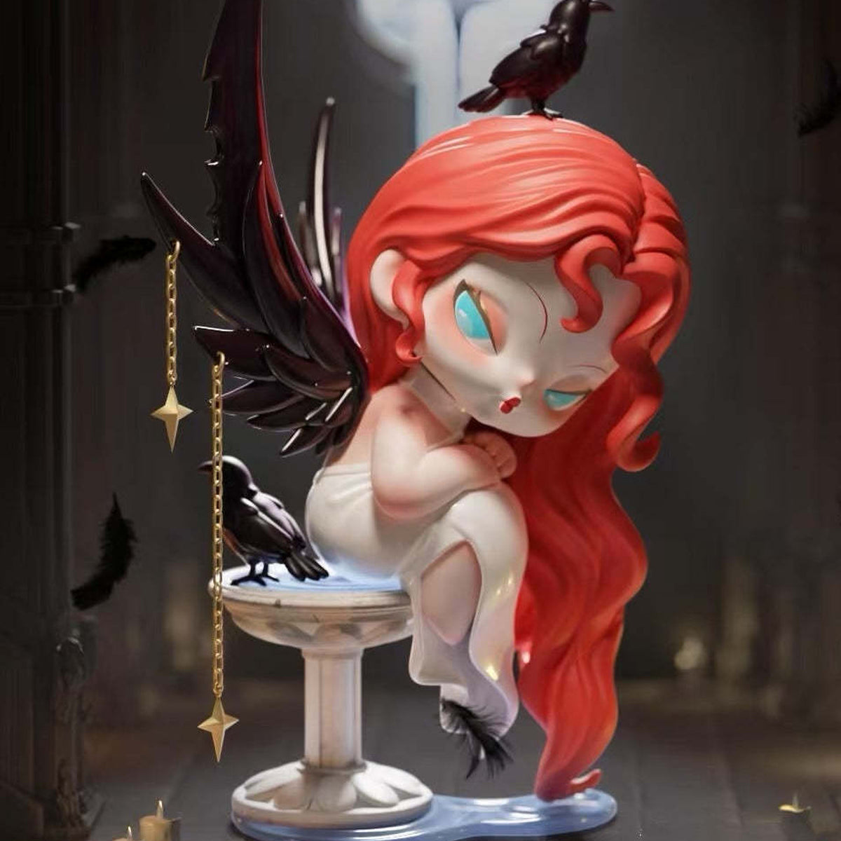 DODO NAMI Nightmare Core Series Figures, Blind Box - Red-haired seated figure detail with upper wing and lower base edge cropped; random design not guaranteed
