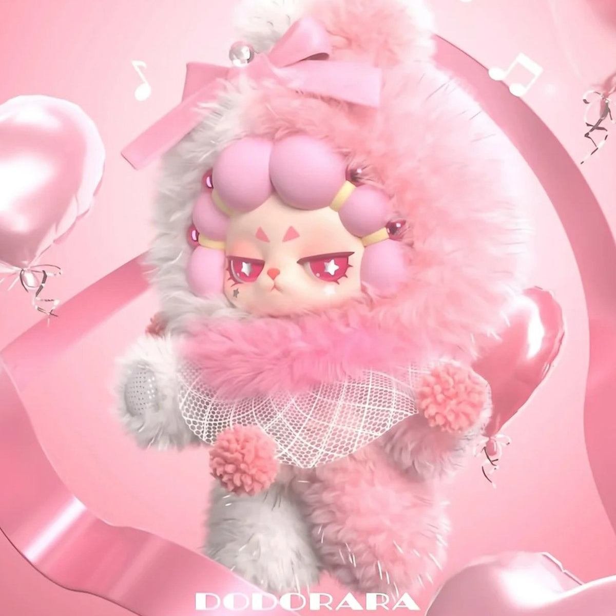 DODO RARA Refusal to be Tamed Series Plush Pendant Blind Box - Pink plush example with bow and outfit details; random design not guaranteed