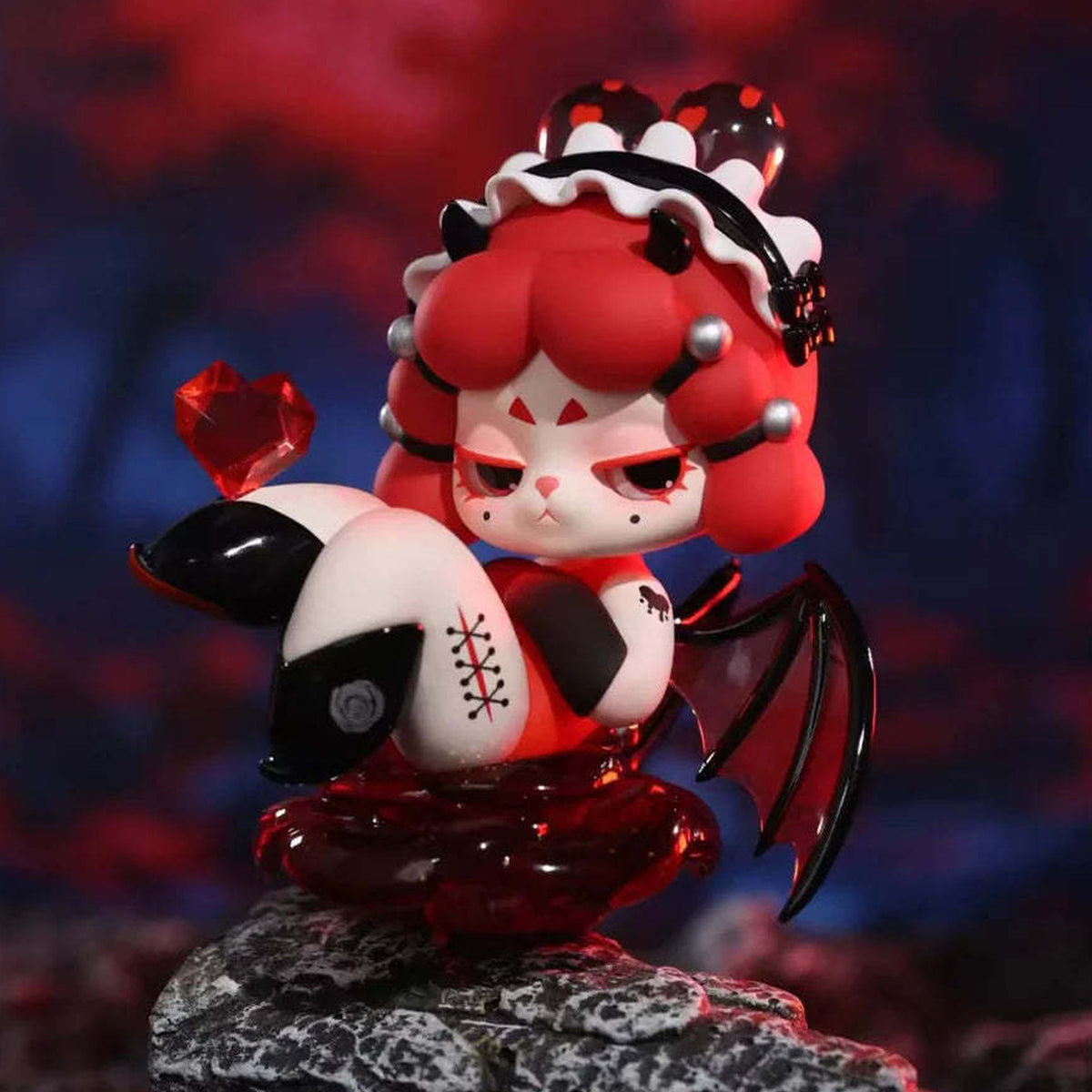 DODO RARA Savage Growth Series PVC Figures, Blind Box - Red black complete figure example; random design not guaranteed