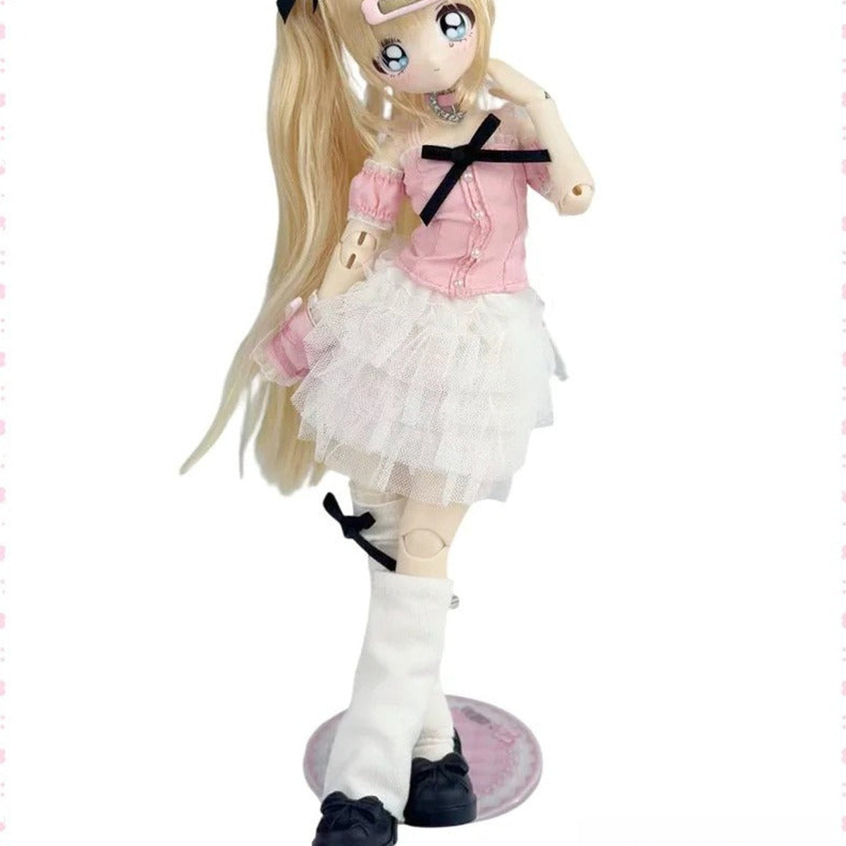 Don't Touch My Bangs Series Action Figure BJD Blind Box - Pink-outfit BJD action figure detail with upper head cropped on white background; random design not guaranteed