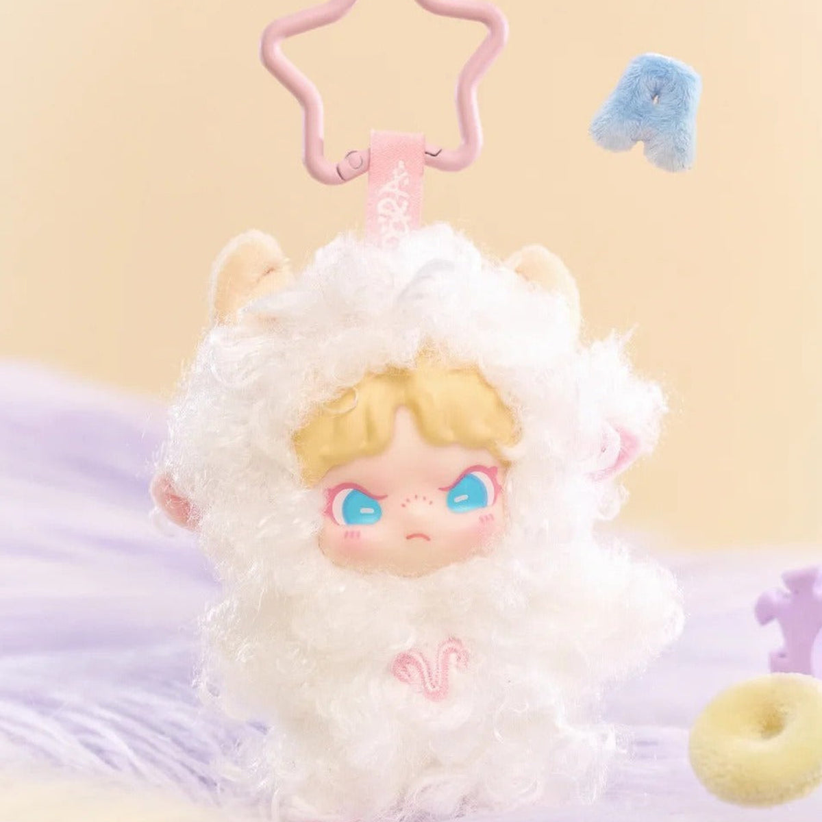 Dora Constellation Monogatari Series Plush Pendant Blind Box - White zodiac plush pendant with upper star attachment cropped; display props not included; random design not guaranteed