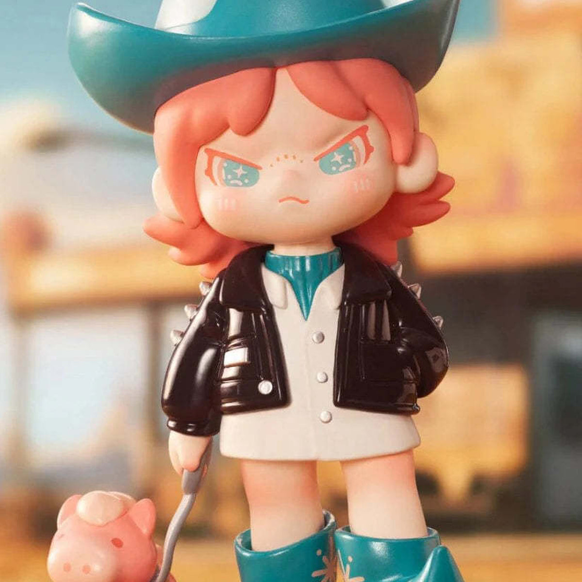 Dora Escape Plan Series Figures, Blind Box - Dora western-hat design detail; upper hat and lower boots cropped; example design, not guaranteed in random boxes