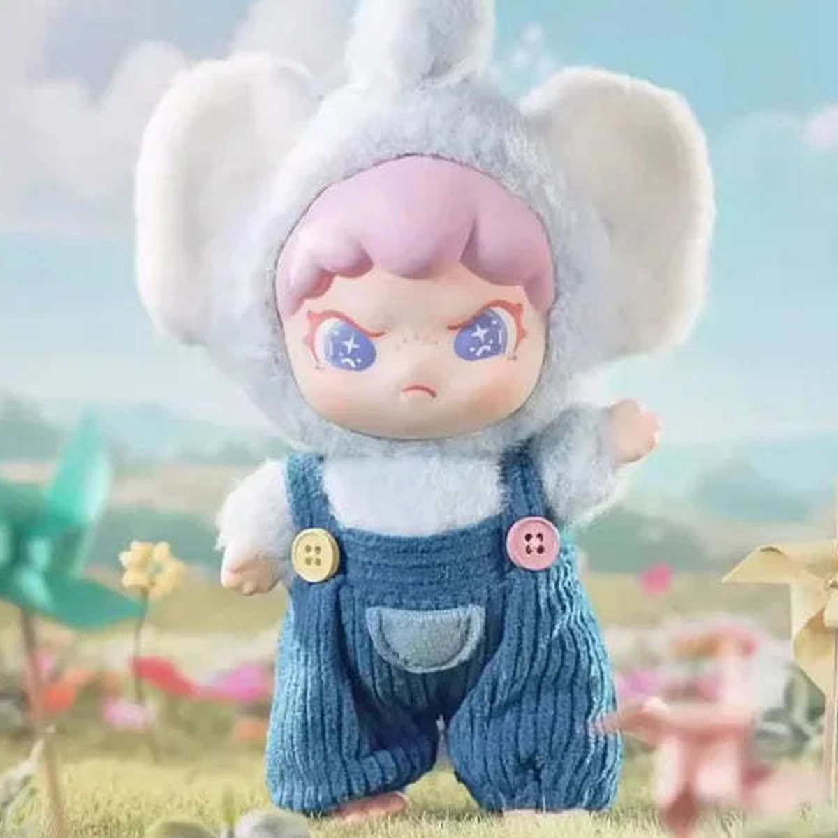 DORA Fuzzy Animal Institute Series Vinyl Plush Dolls Blind Box【TNT】 - Blue plush detail with upper hood cropped; random design not guaranteed