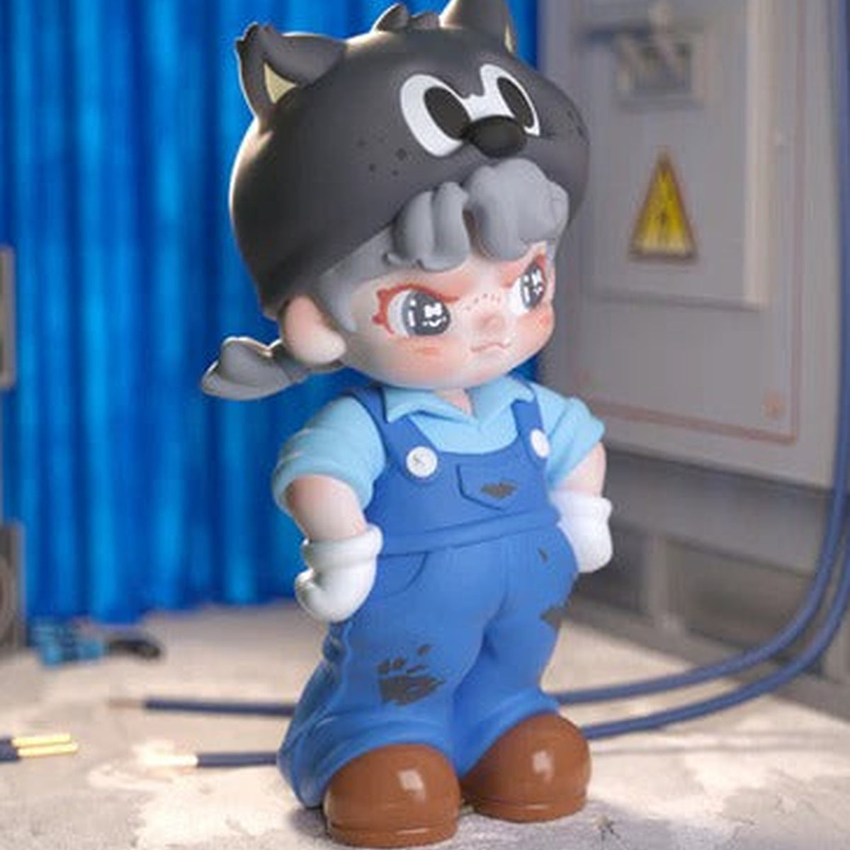 DORA LOVES MlCKEY Series Figures, Blind Box - Complete blue-overall figure example with animal-style cap; random design not guaranteed