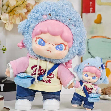 Dora Sharky Lala Girl Vinyl Plush Doll & Pendant - Large plush doll and small pendant comparison; selected option supplies one item, not both; selected format supplies one item