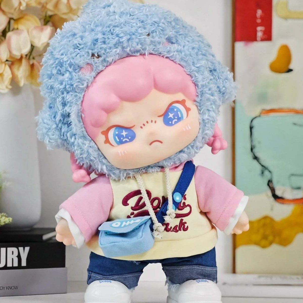 Dora Sharky Lala Girl Vinyl Plush Doll & Pendant - Large plush doll view with lower shoes partly cropped; pendant not included with doll option; selected format supplies one item