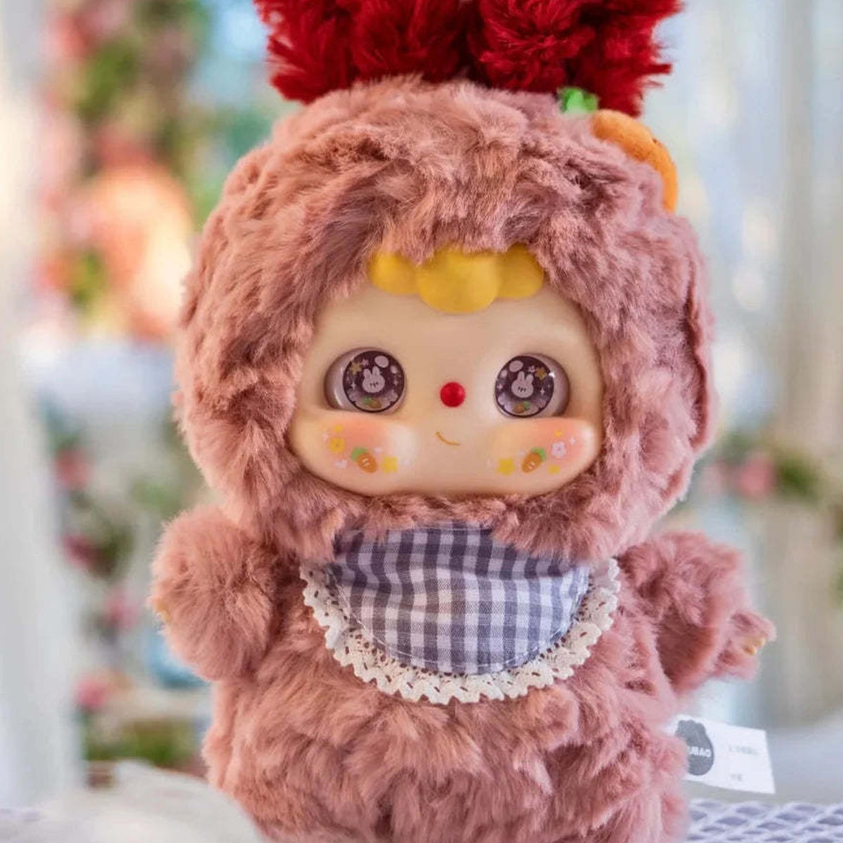 DOUBAO Animal Series Plush Dolls, Blind Box - Brown plush detail with upper red ears and lower feet cropped; random design not guaranteed