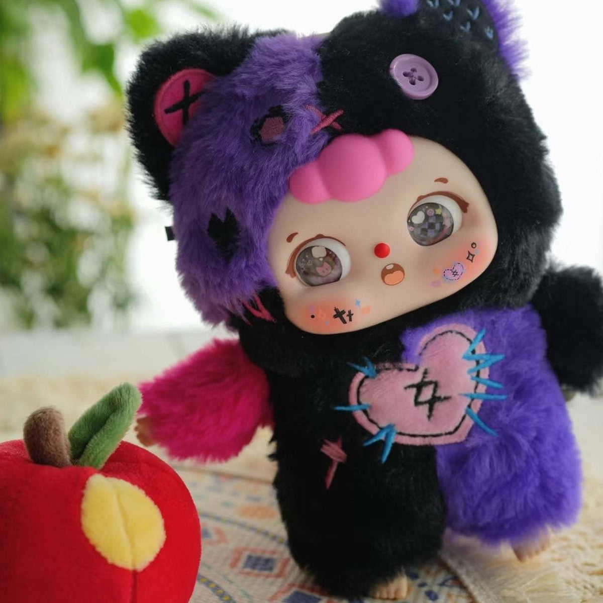 Doubao Y2K Party Series Plush Dolls, Blind Box - Black and purple plush doll detail with upper ear and lower feet cropped; random design not guaranteed