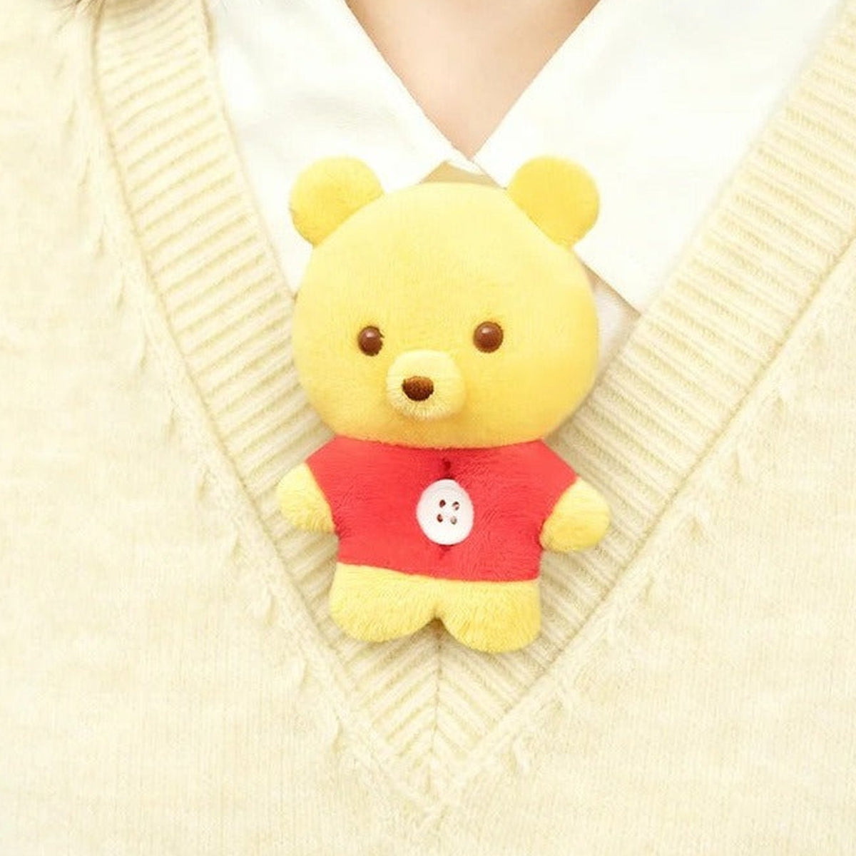DSN Always Together Series Button Plush Pendant Blind Box - Complete yellow button plush pendant worn as styling example; random design not guaranteed