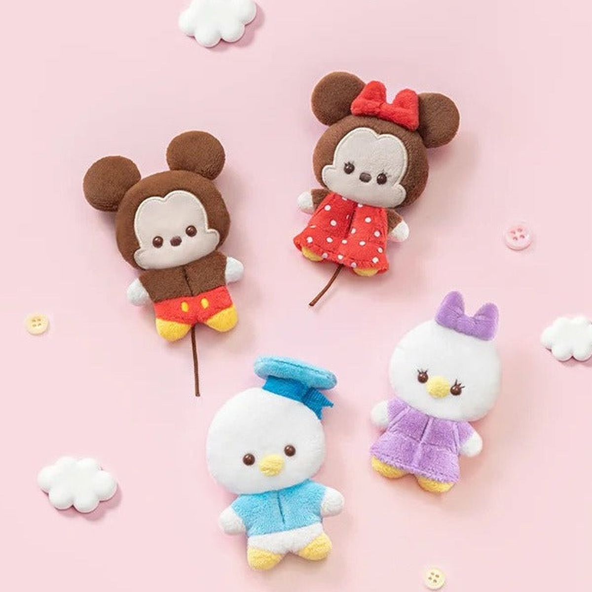 DSN Always Together Series Button Plush Pendant Blind Box - Always Together character group with complete plush pendant examples; random design not guaranteed