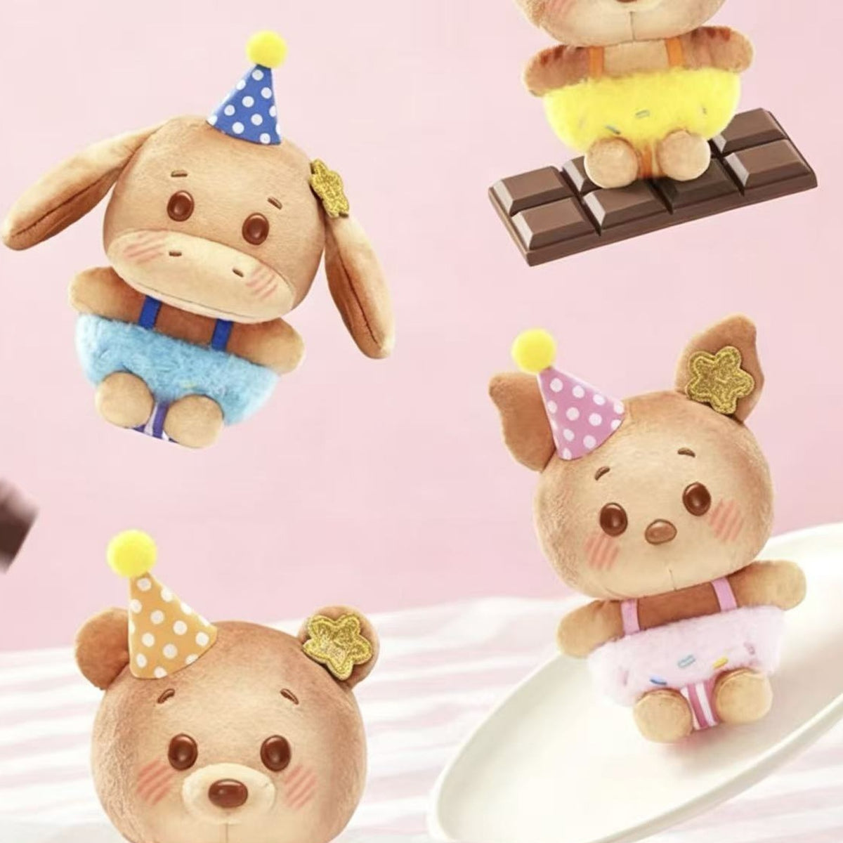 DSN Cocoa Workshop Series Plush Pendant - Complete dog plush pendant example; adjacent details cropped; random design not guaranteed