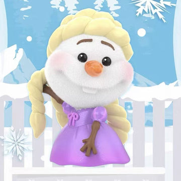 DSN Frozen Mischievous Olaf Series Figure Blind Box - Complete Olaf figure example with yellow braid and purple dress; random design not guaranteed