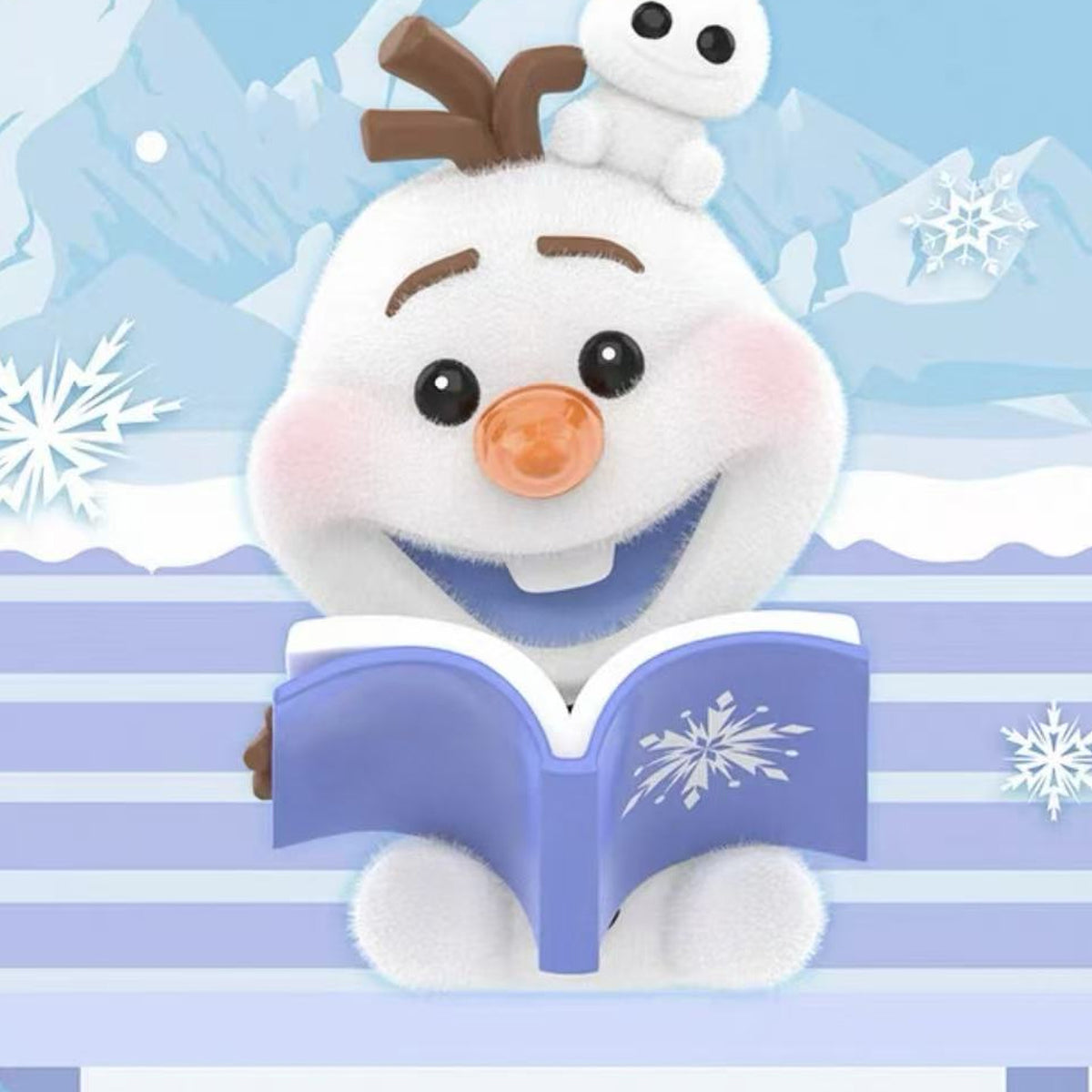 DSN Frozen Mischievous Olaf Series Figure Blind Box - Olaf reading figure detail with upper small snowman cropped; random design not guaranteed
