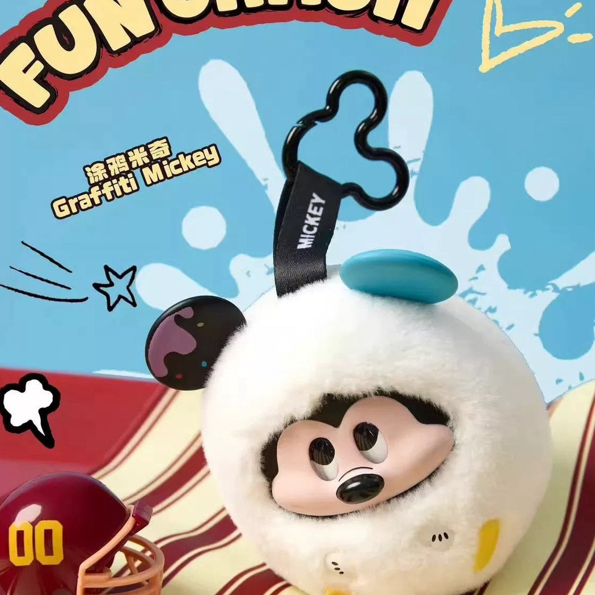 DSN-Mickey Fun Crash Series Vinly Plush Pendant Dolls, Blind Box - White vinyl plush pendant detail with lower body cropped; display props not included; random design not guaranteed