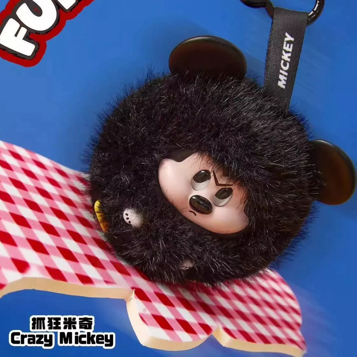 DSN-Mickey Fun Crash Series Vinly Plush Pendant Dolls, Blind Box - Complete black fuzzy vinyl plush pendant body including both ears; upper attachment cropped; display props not included; random design not guaranteed