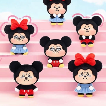 DSN Mickey Minnie Pouty Series Plush Pendant Blind Box - Series overview with complete central plush pendant examples and upper example cropped; random design not guaranteed
