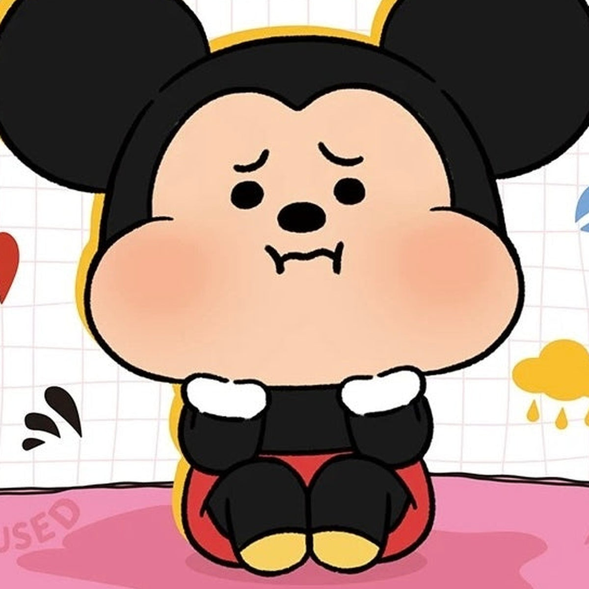 DSN Mickey Minnie Pouty Series Plush Pendant Blind Box - Illustrated Mickey series artwork; not a product photograph; random design not guaranteed