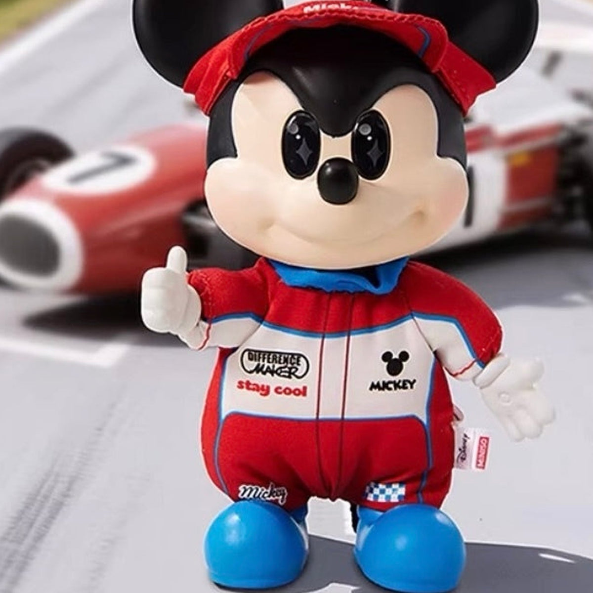 DSN Mickey OOTD Series Vinyl Plush Pendant Blind Box - Racing-outfit vinyl plush pendant detail with upper ears cropped; random design not guaranteed
