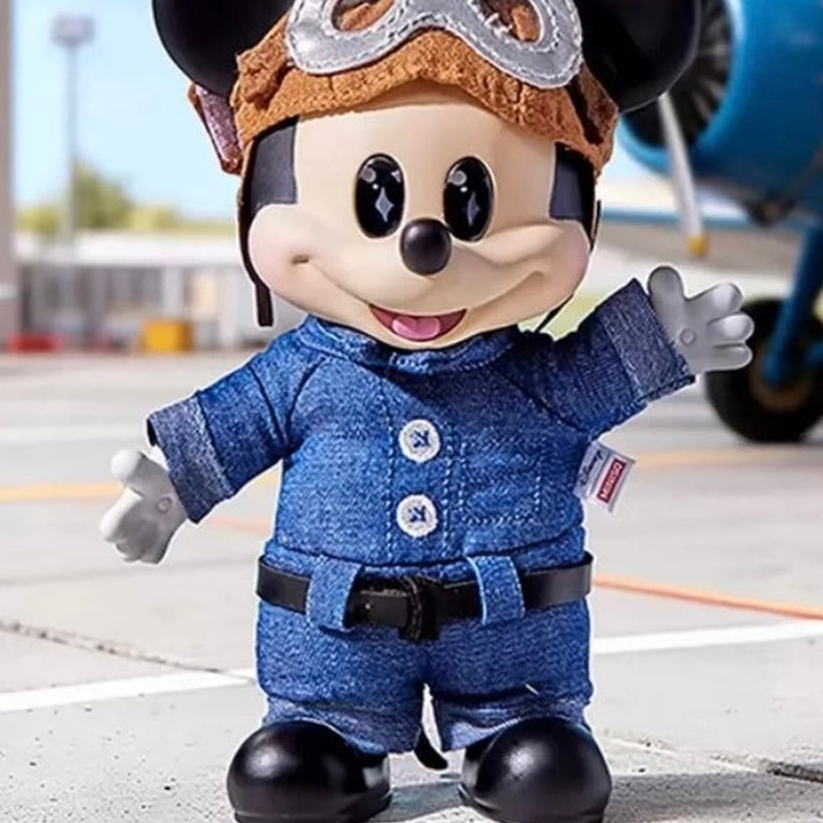 DSN Mickey OOTD Series Vinyl Plush Pendant Blind Box - Denim-outfit vinyl plush pendant detail with upper ears cropped; random design not guaranteed