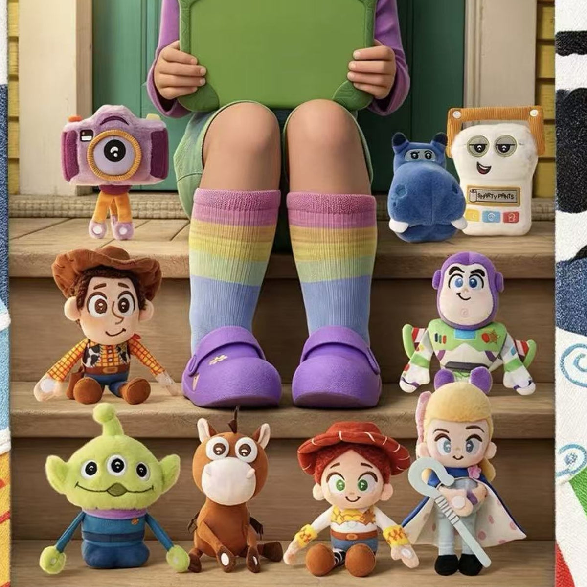 DSN Pixar Toy Story Warm Embrace Series Plush Keychain Blind Box - Series overview with complete plush examples; display props not included; random design not guaranteed
