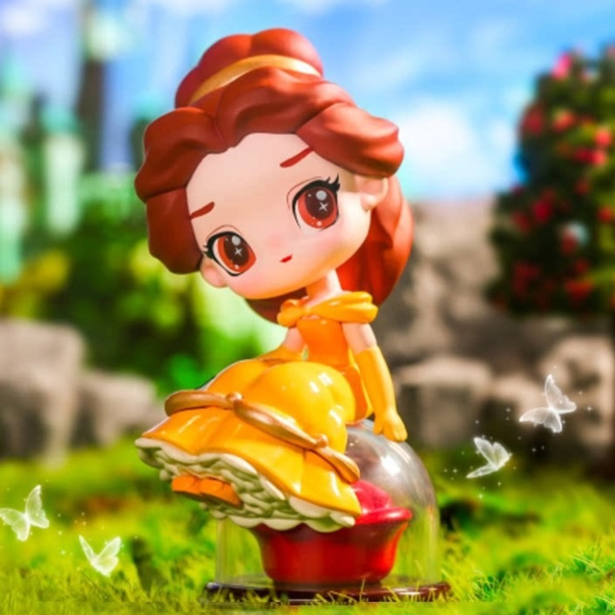 DSN Princess Fairy Town Series Figure Blind Box - Complete Belle princess figure example with yellow dress and display base; random design not guaranteed