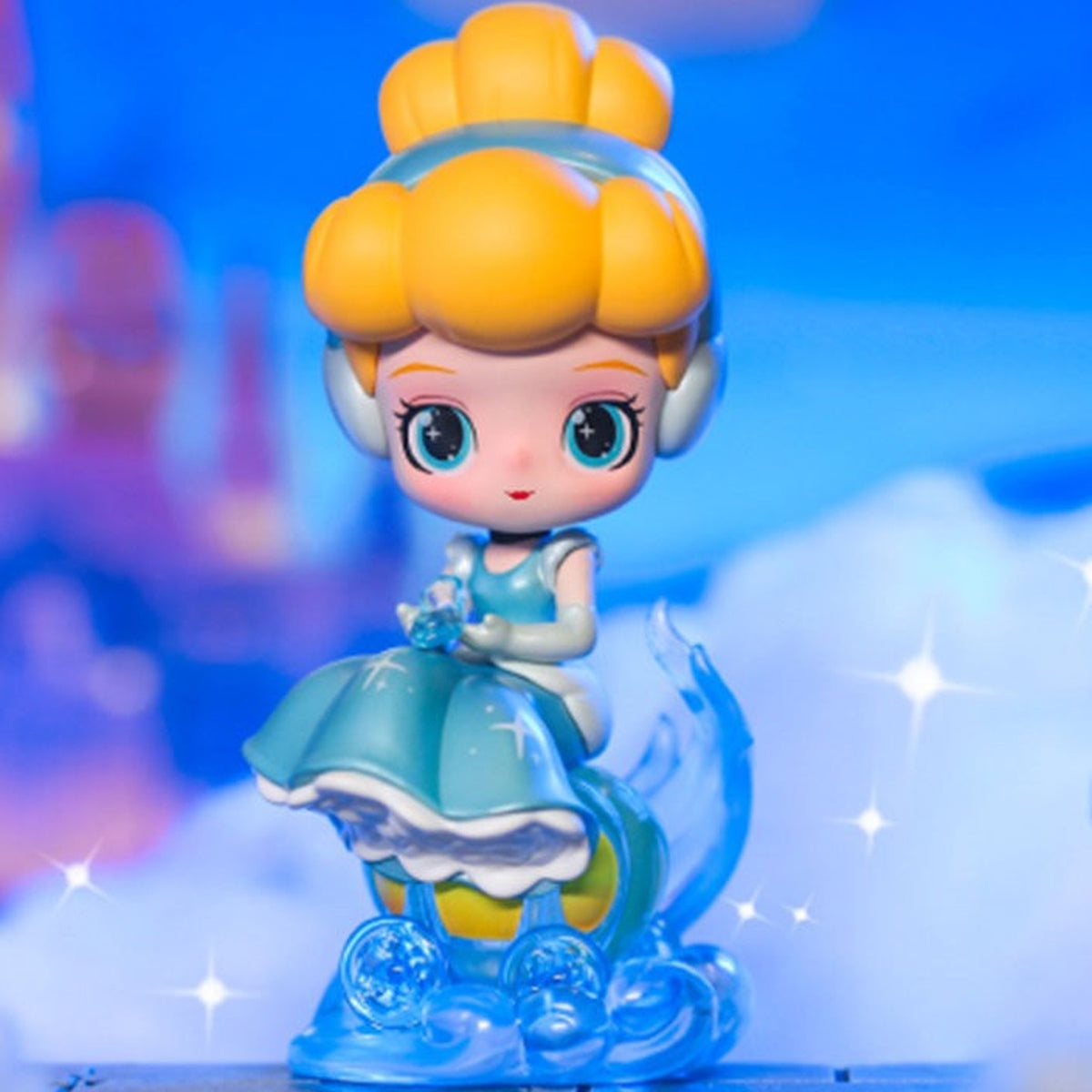 DSN Princess Fairy Town Series Figure Blind Box - Complete Cinderella princess figure example with blue display base; random design not guaranteed
